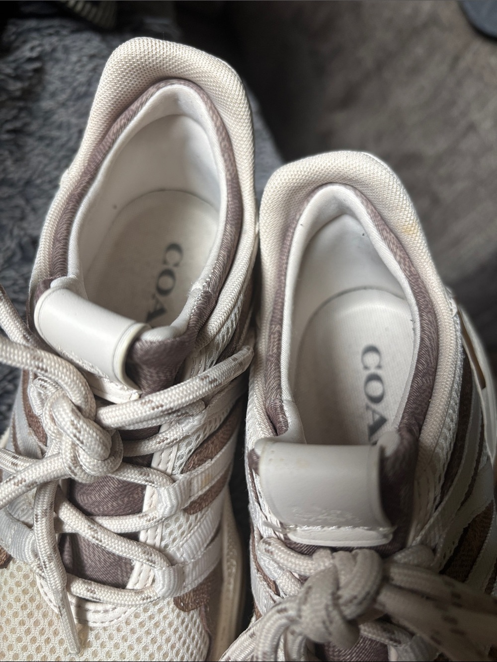 Coach Women's Cream and Brown Athletic Sneakers - Picture 7 of 10